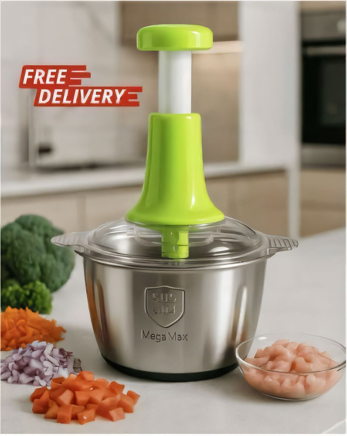 π₯ MegaMax Manual Food Chopper β Stainless Steel Bowl