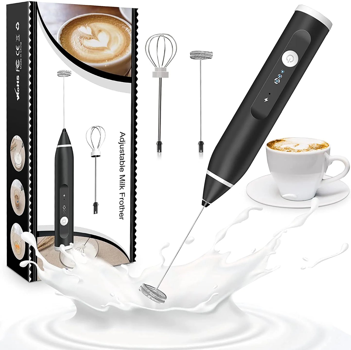 Electric Milk Frother – USB Rechargeable Handheld Foam Maker | 3 Speed Settings | Perfect for Coffee, Chai & More