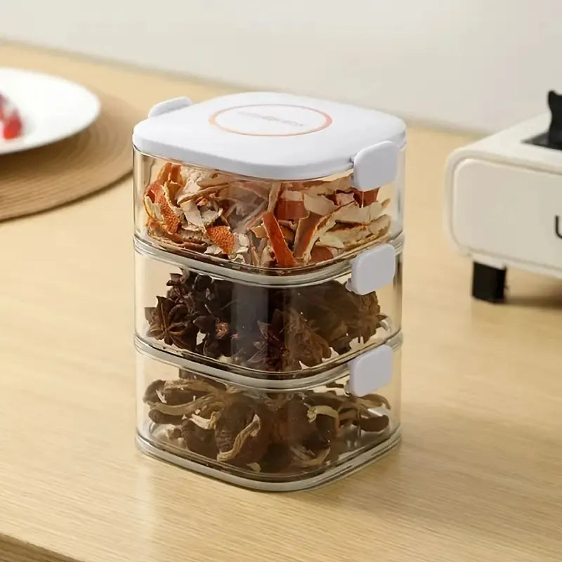 Stackable Airtight Spice Container Set – Multi-Tier Storage with Sealed Lids Box of 5