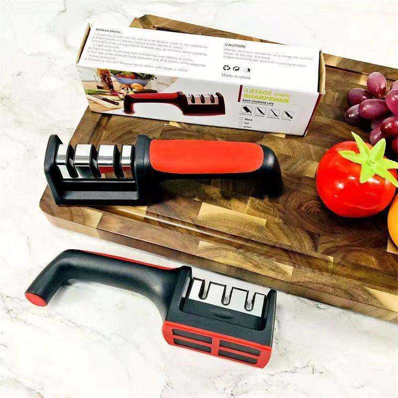 3-Stage Knife & Scissor Sharpener – Stainless Steel Handheld Tool
