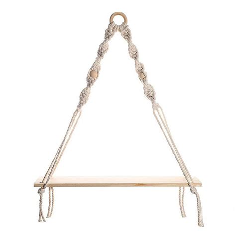 Macramé Wooden Wall Hanging Shelf – Handmade Boho Decor