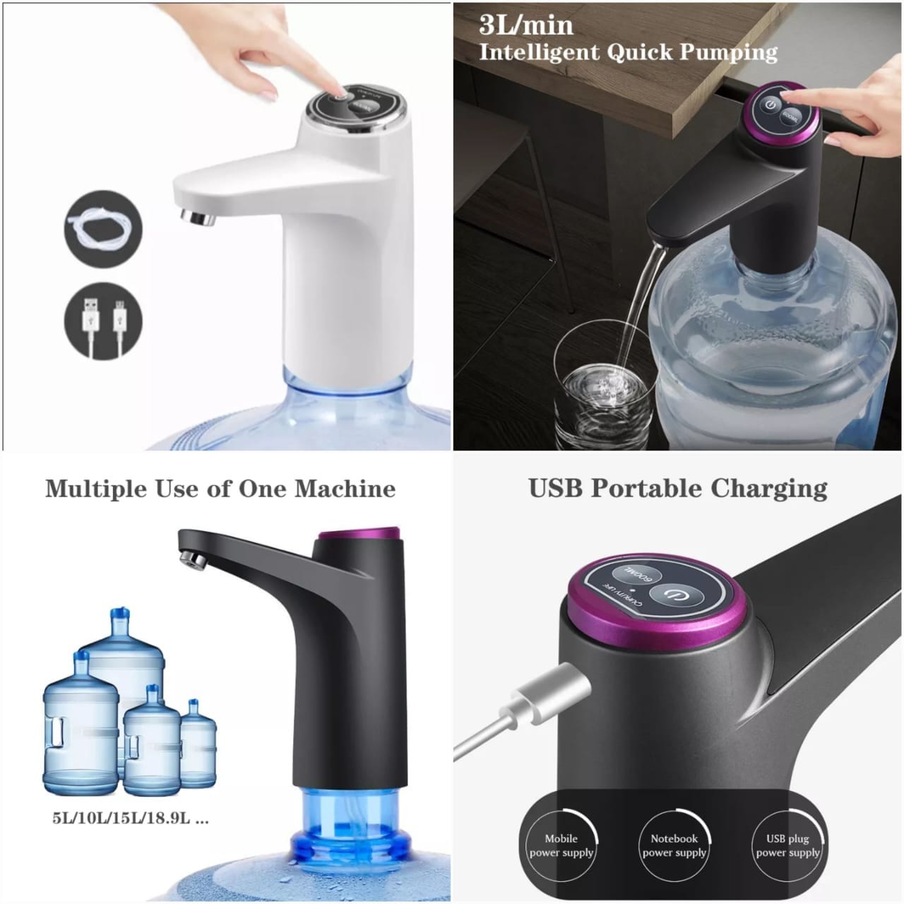 Touch Intelligent Electric Water Pump XYJ-929 – Automatic USB Rechargeable Dispenser | One Touch Water Dispensing