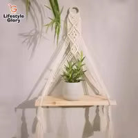 Macramé Wooden Wall Hanging Shelf – Handmade Boho Decor