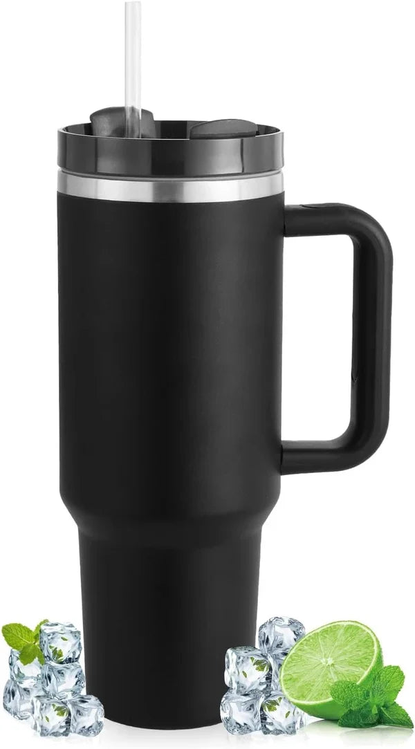 40oz Insulated Tumbler with Handle & Straw | Hot & Cold Travel Mug | Aesthetic Tumbler Pakistan